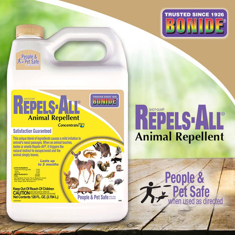 Bonide Repels-All is safe to use around people and pets when used as directed.