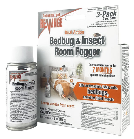 Bonide Revenge dual action bedbug fogger canister ready for indoor room protection.