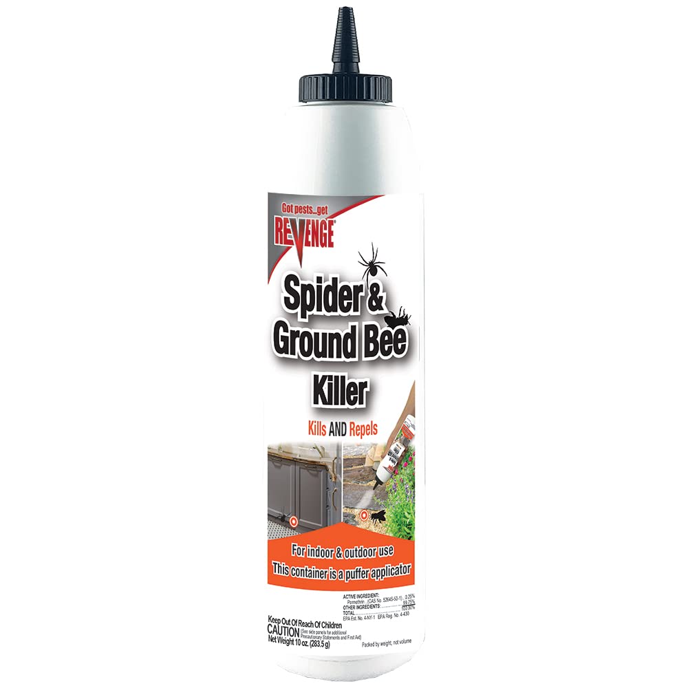 Bonide Revenge Spider & Ground Bee Killer dust powder for rapid indoor and outdoor use.
