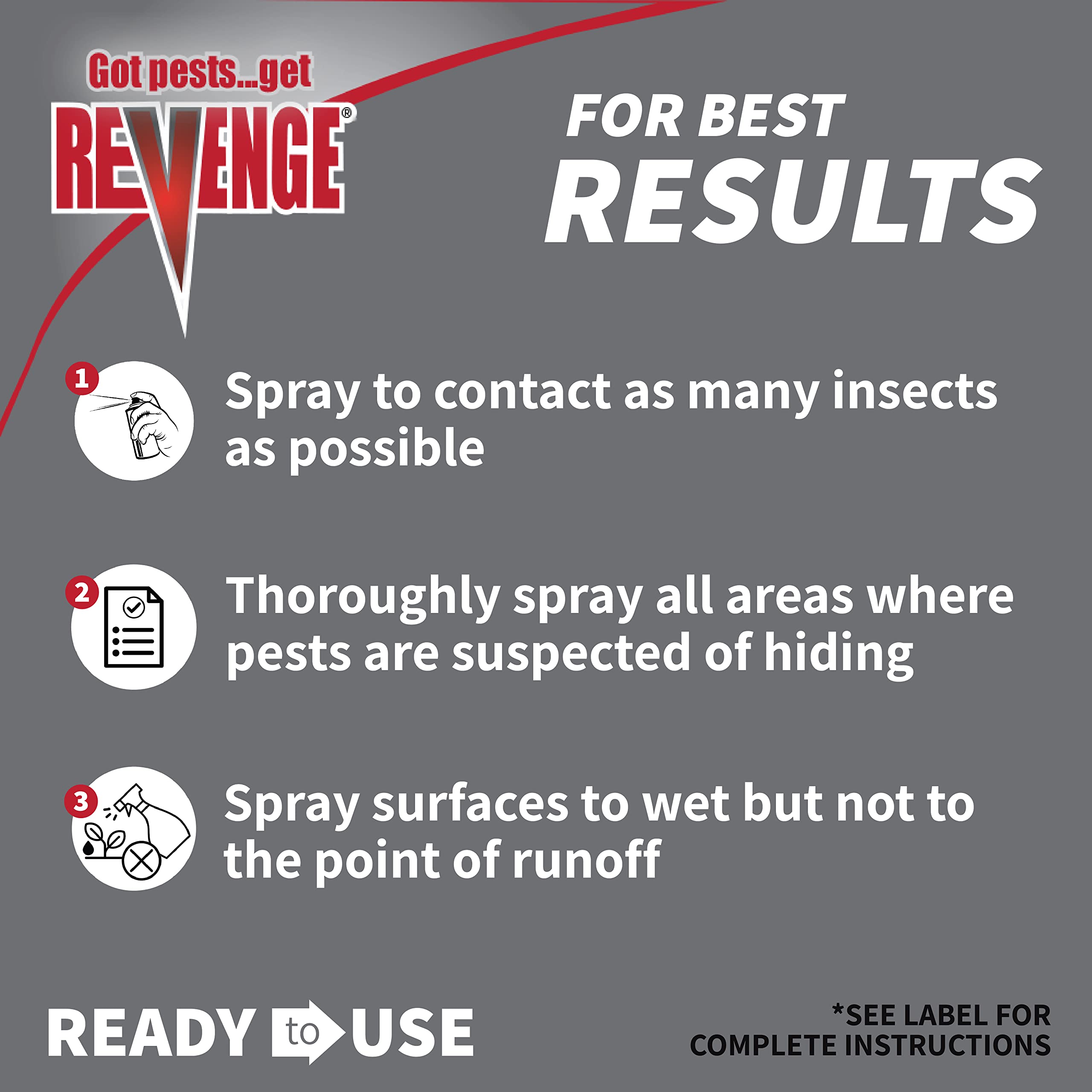 Bonide Revenge indoor outdoor use shown for versatile pest control.