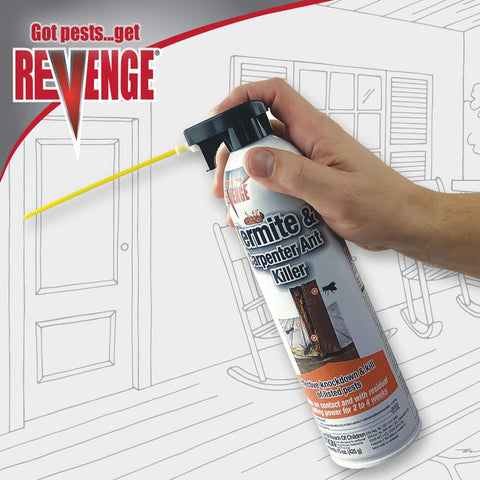 Bonide Revenge quick-contact-kill illustration of immediate spray action.