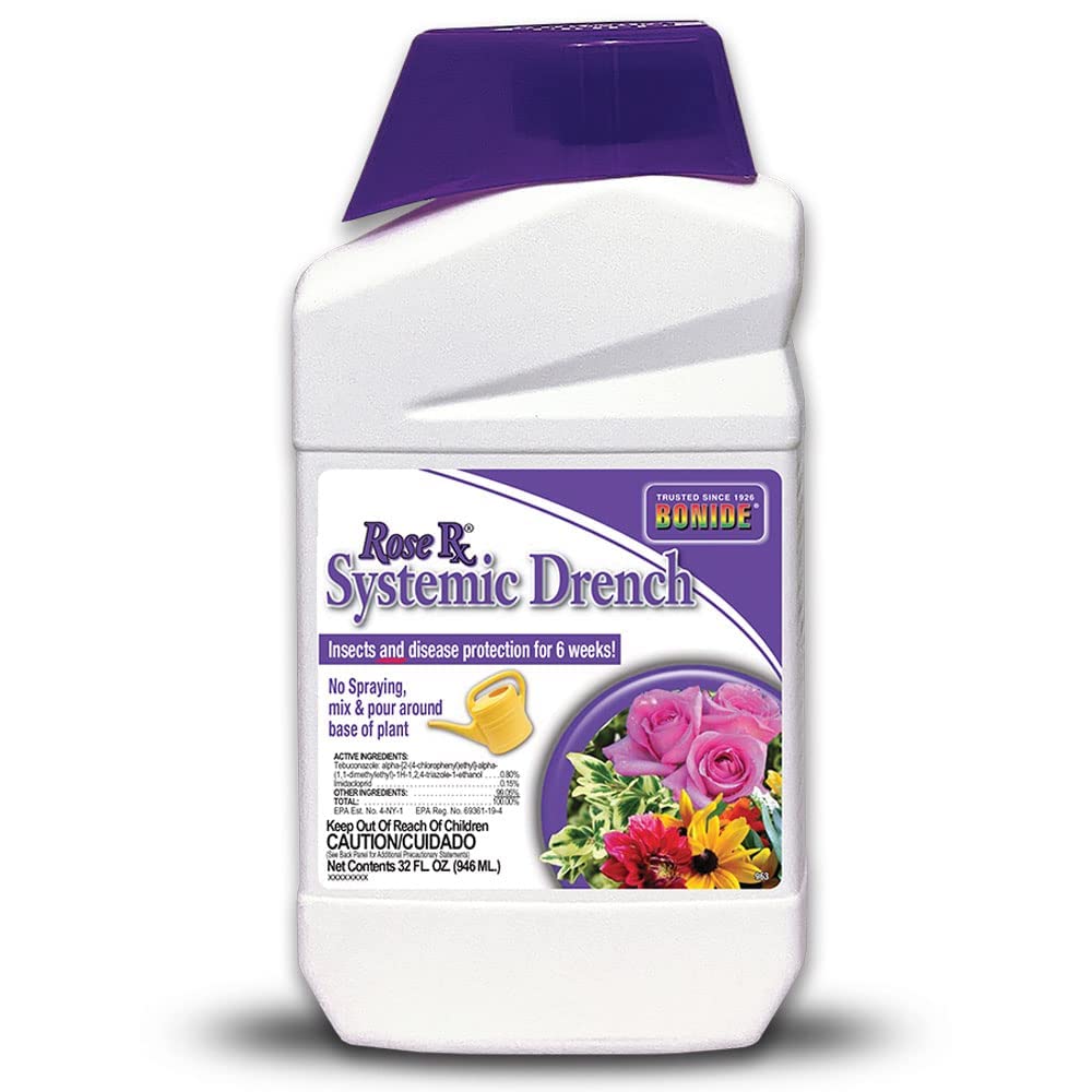 Bonide Rose Rx base pour around the plant base for six weeks of protection