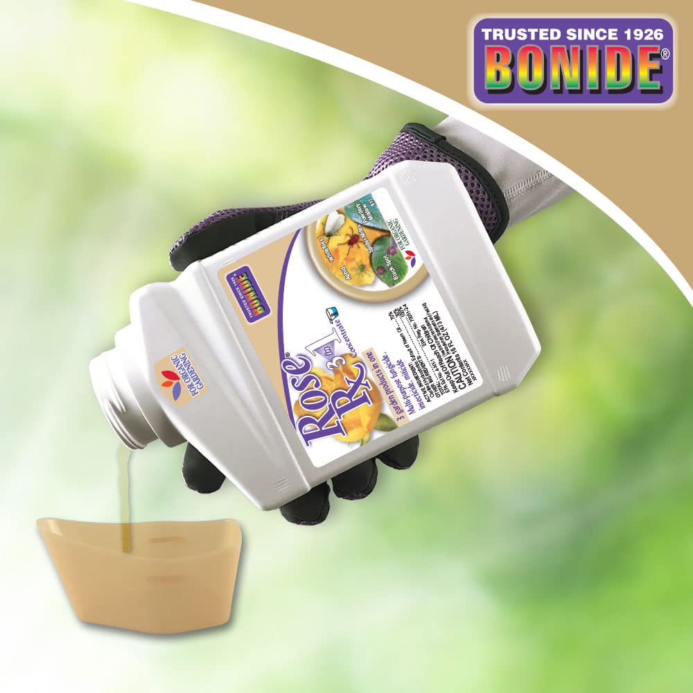 Bonide Rose Rx on roses and flowers for preventive fungal protection.