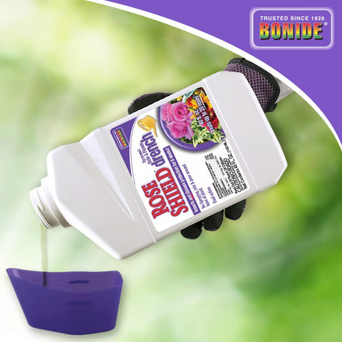Bonide Rose Shield Drench helps prevent black spot and powdery mildew.