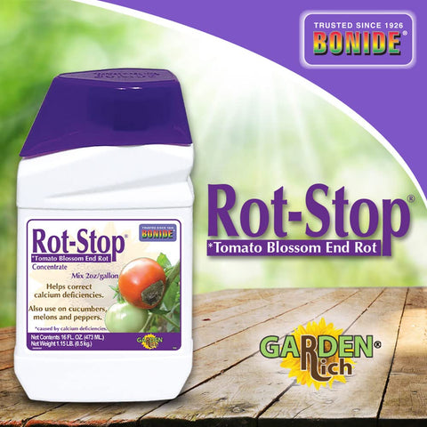 Bonide Rot Stop used on cucumbers, peppers, and melons for calcium balance.