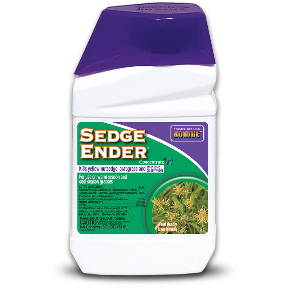 Bonide Sedge Ender 16oz bottle front view for lawn weed control.