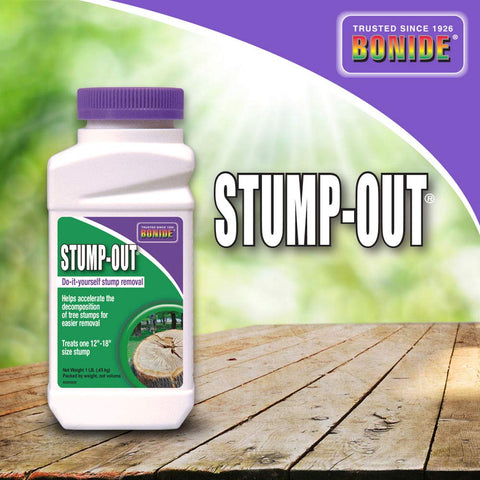 Bonide Stump-Out DIY removal process photo showing a simple homeowner-friendly approach