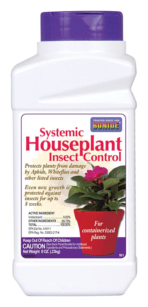 Bonide packaging shows a four-pack of systemic insect control for houseplants
