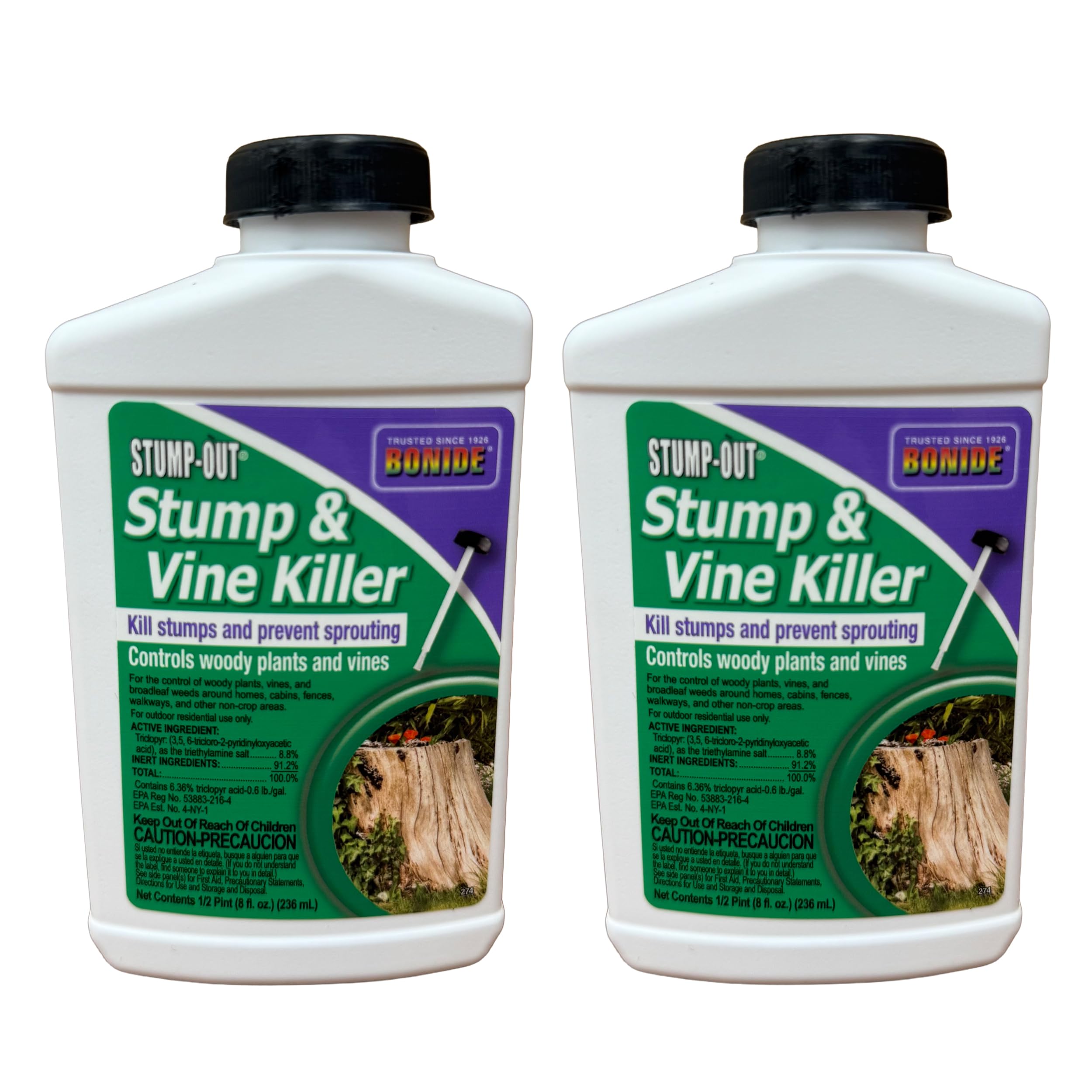 Bonine Vine & Stump Killer with Applicator 8oz bottle-pour for precise stump treatment