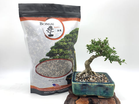 Drainage-focused bonsai micro mix in bag ready for root-friendly use.