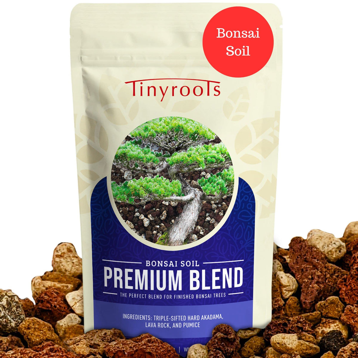 Bonsai Outlet Tinyroots soil bag closeup highlights rich texture for root health