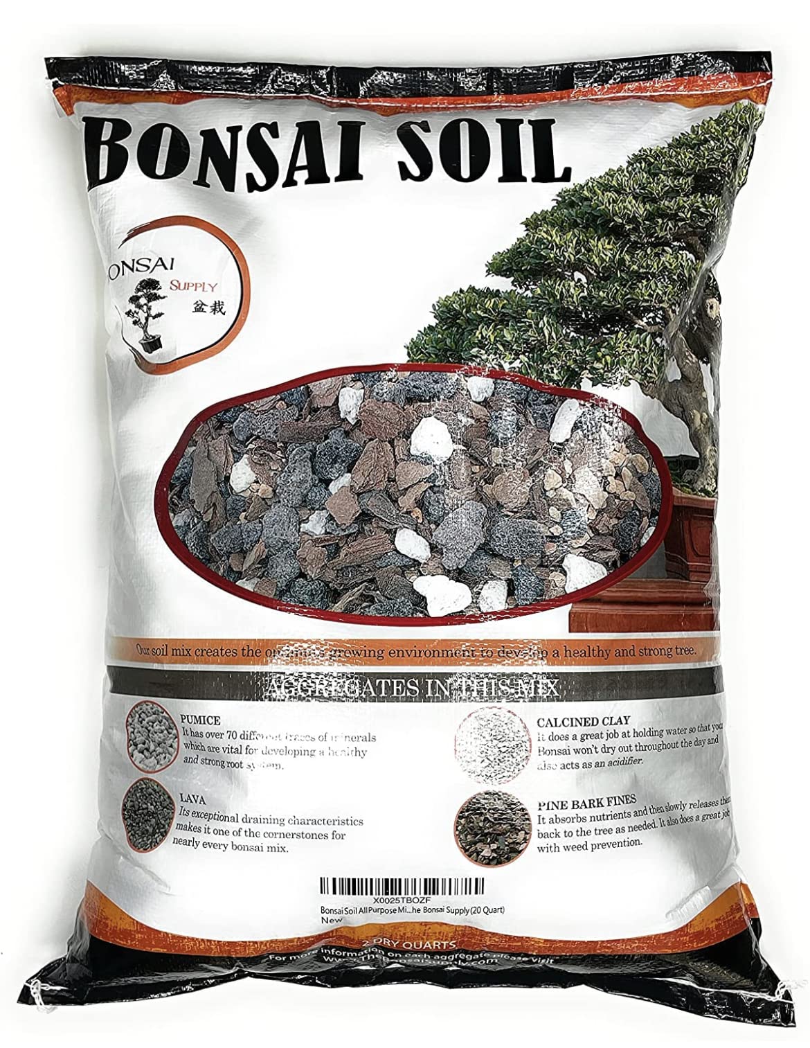 The Bonsai Supply 20qt bonsai soil pack, ready to use for repotting.
