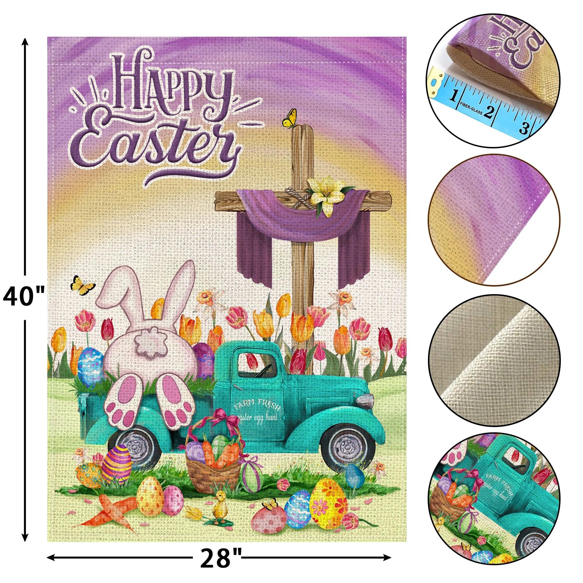 Bonsai Tree Easter Flag bunnies eggs pastel design for yard display