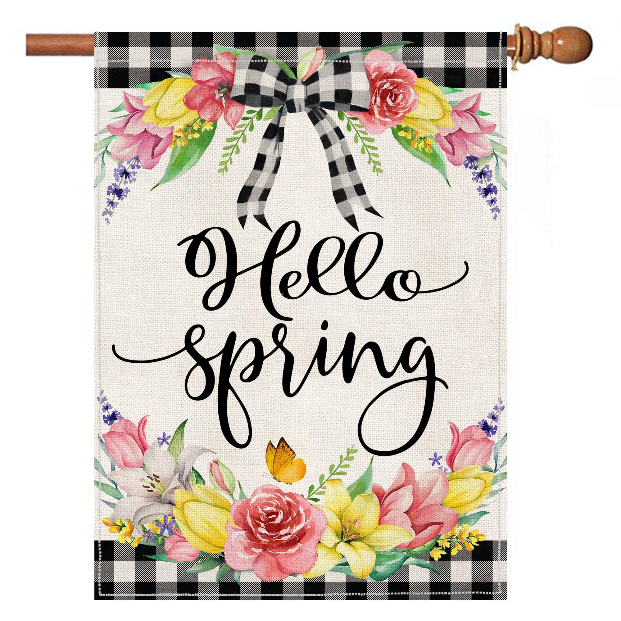 Bonsai Tree Spring House Flag 28x40 front design for vibrant outdoor season welcome.