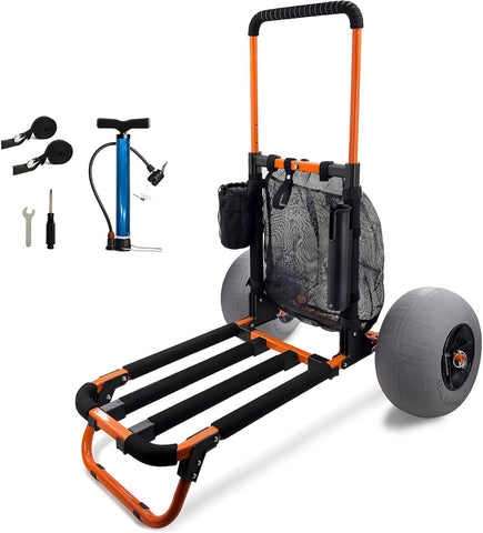 Bonsing Beach Trolley with 12-inch balloon wheels on sand.