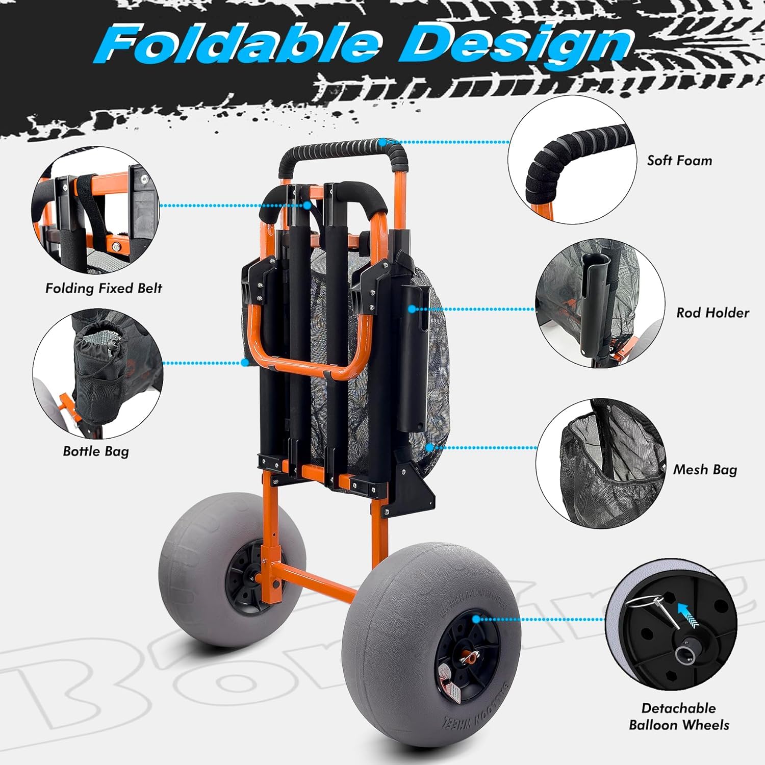 Bonsing Beach Trolley fishing rod holder keeps gear within reach.