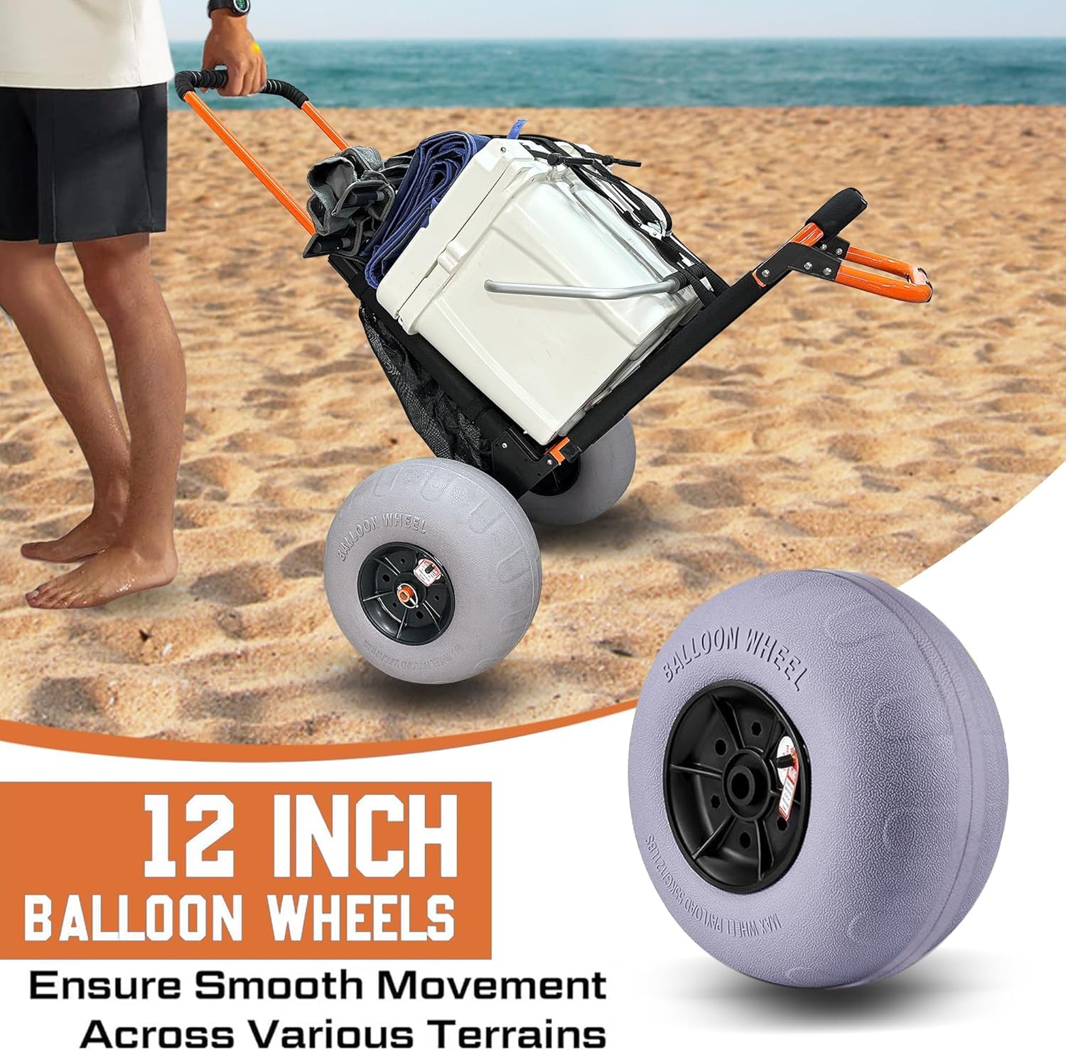Bonsing Beach Trolley folded for compact storage in seconds.