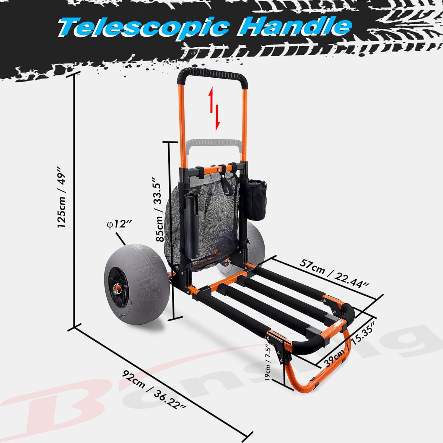Bonsing Beach Trolley large mesh pocket for easy gear access.