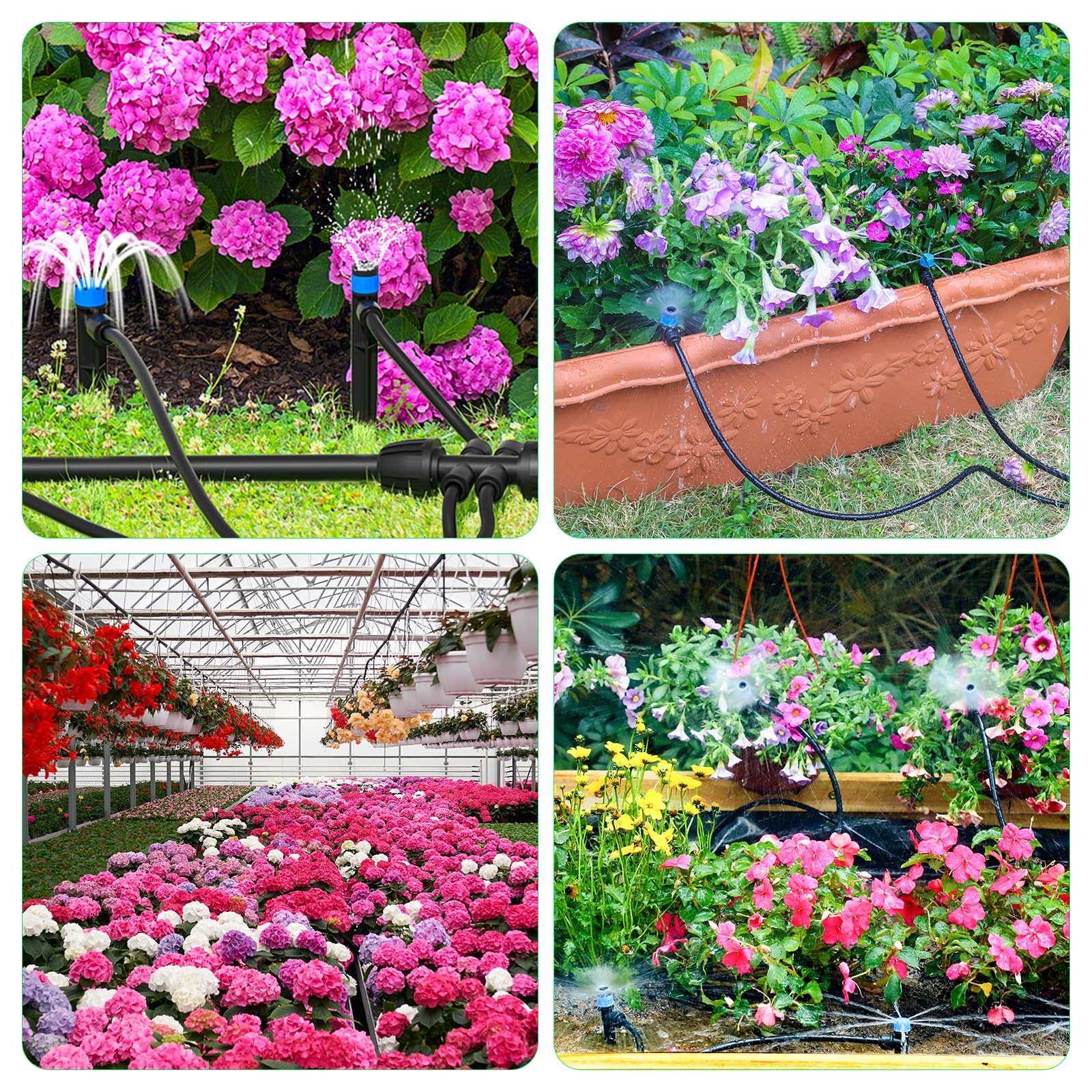 Bonviee mist nozzles create gentle humidity in greenhouses.
