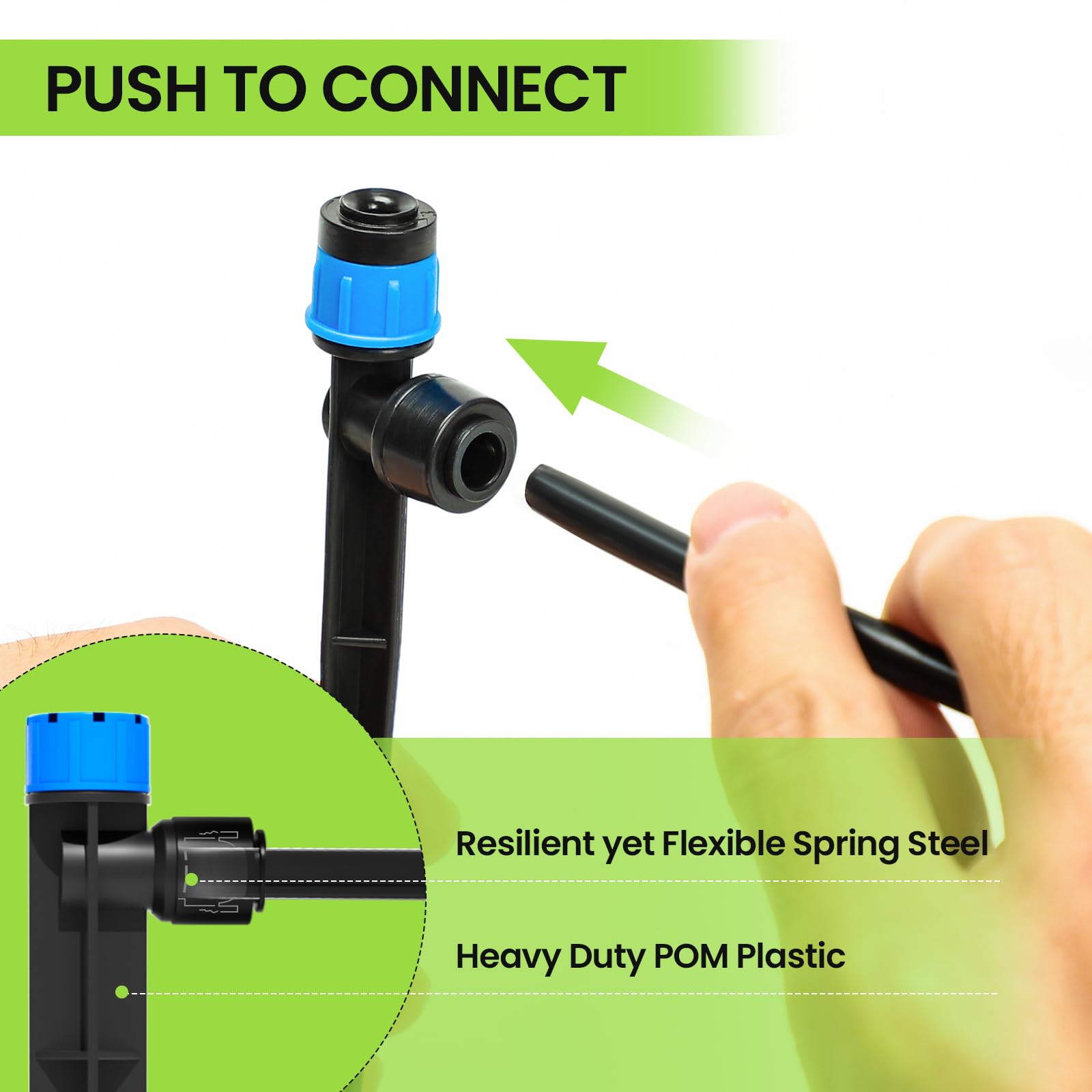 Bonviee quick-connect fittings allow tool-free, leak-free setup.