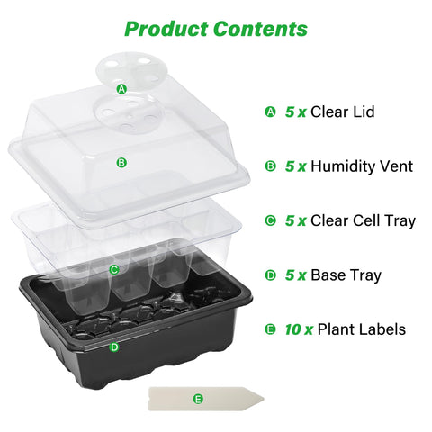 Bonviee adjustable vent dome enables precise humidity control during germination.