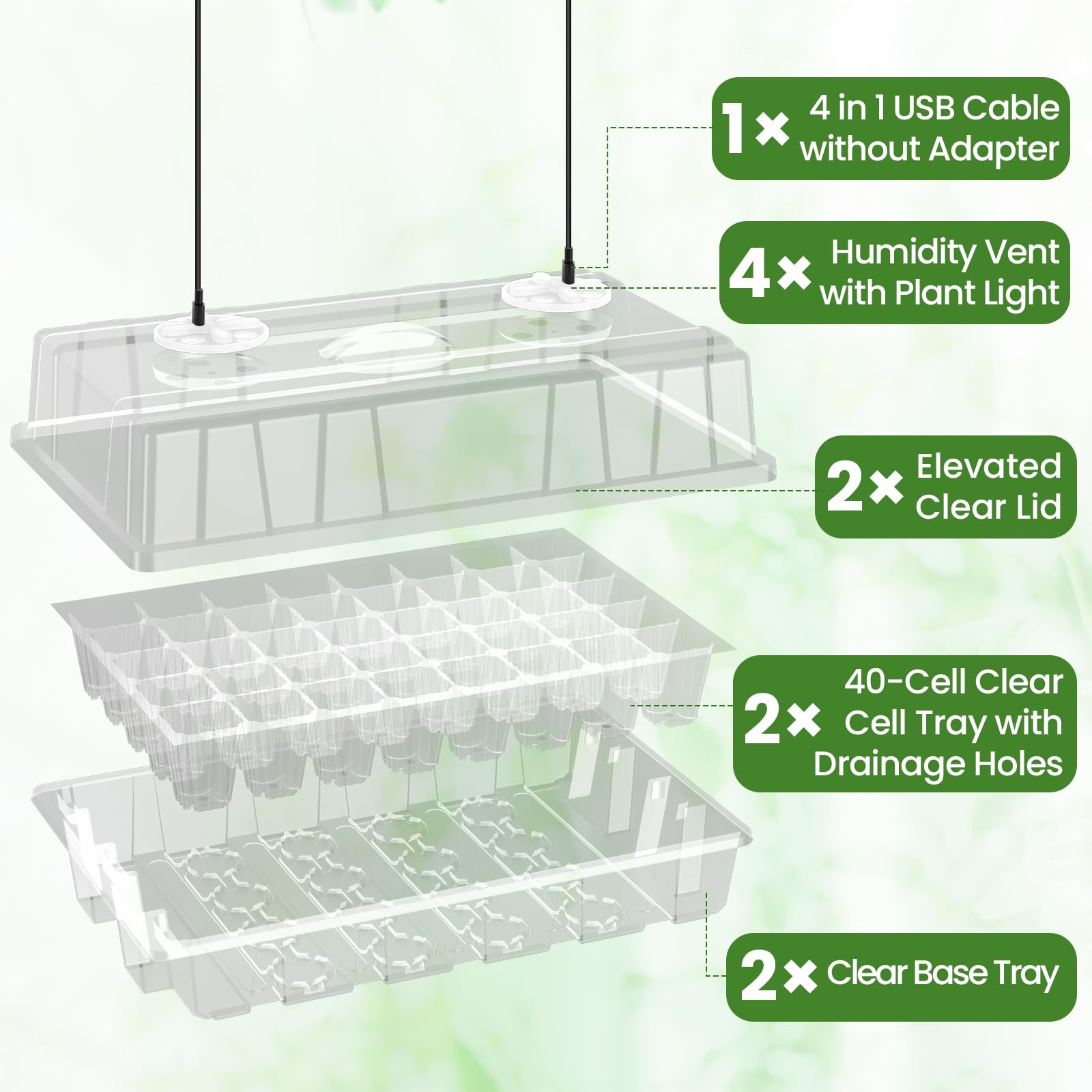Bonviee clear base trays 2pack supporting organized seedling growth and watering