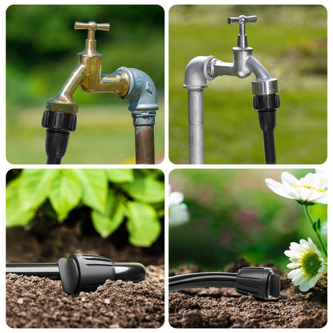 Bonviee drip irrigation assembly facilitates easy setup