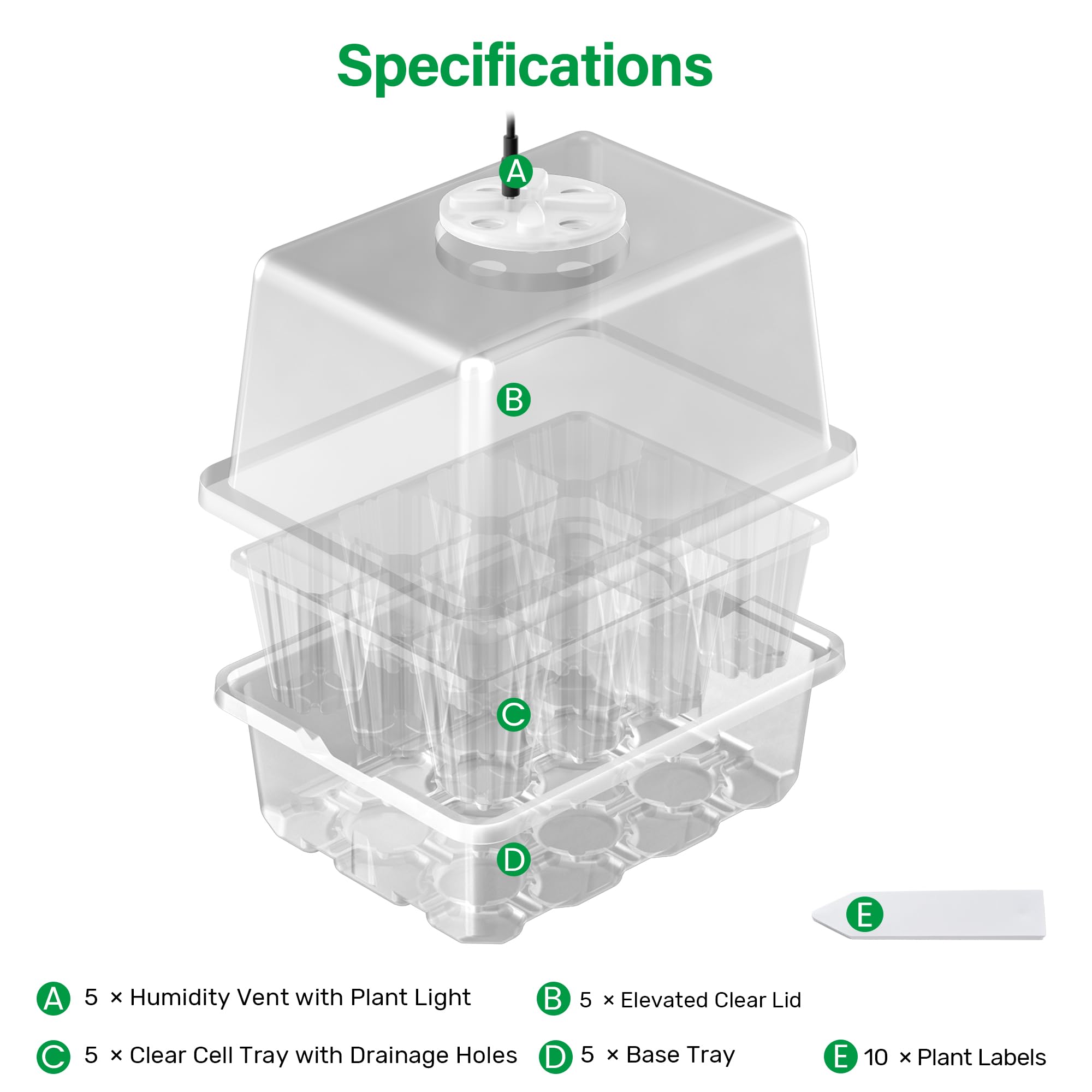 Bonviee elevated humidity dome provides space for larger seedlings