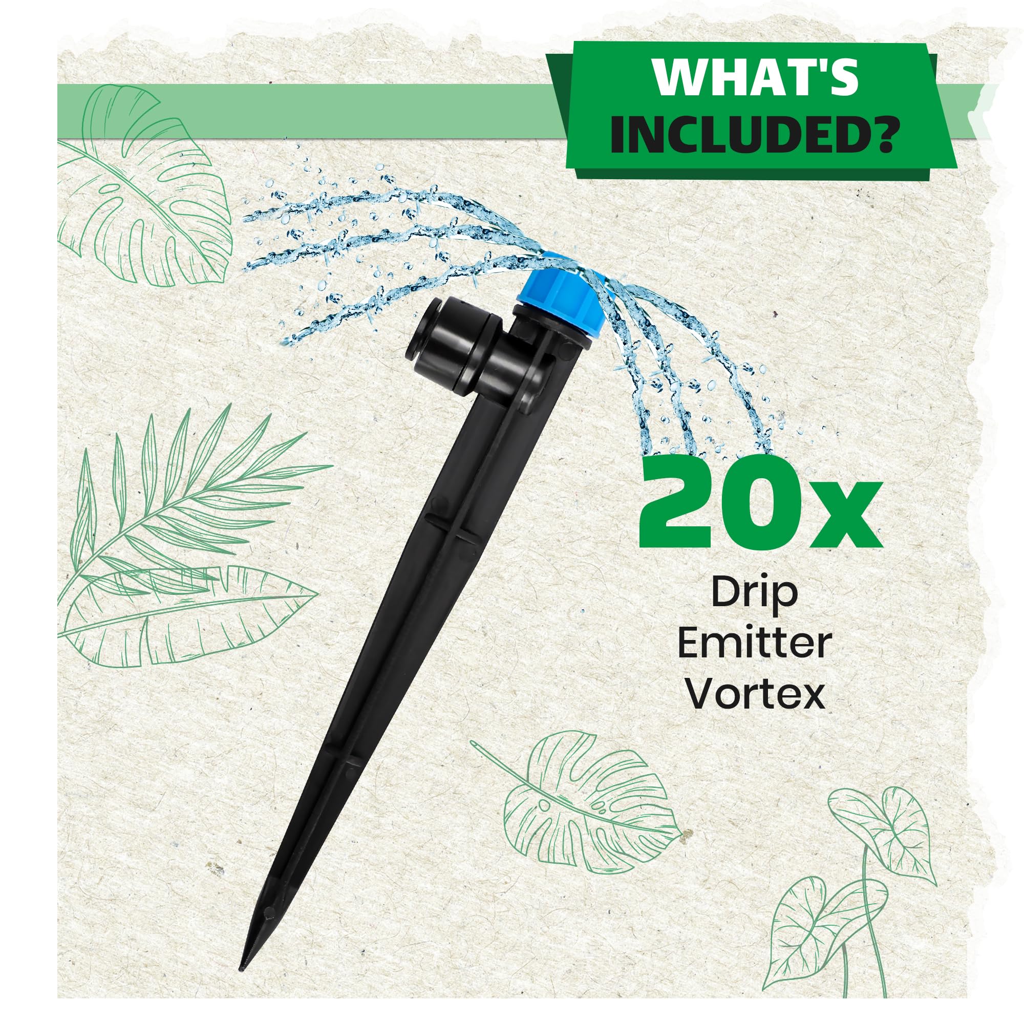 Bonviee emitter flow adjustment illustration with adjustable 0-2 GPH setting.