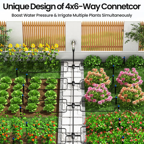 Bonviee emitters connect via quarter-inch tubing for precise watering.