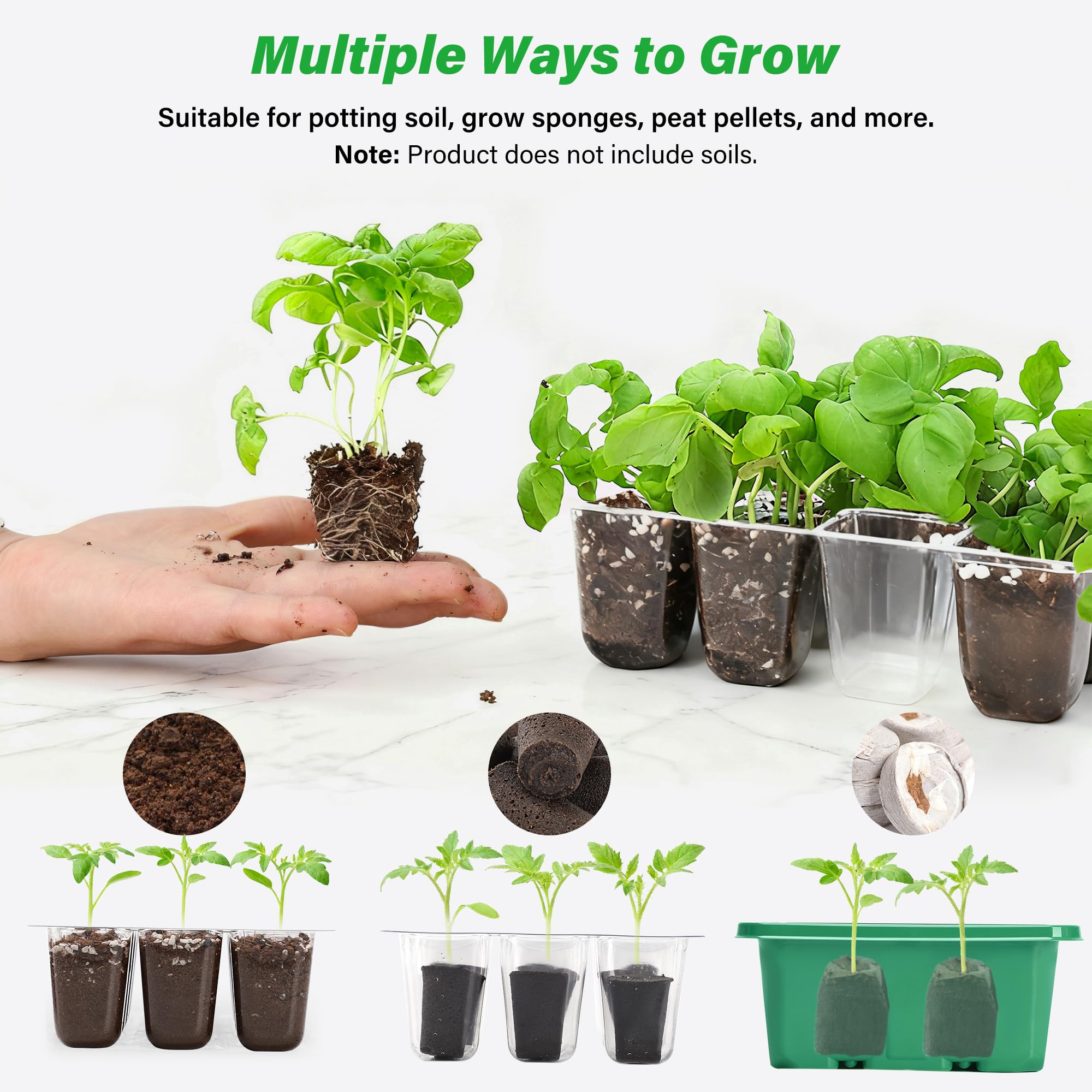 Bonviee five-pack seed trays with domes and bases for organized seedlings