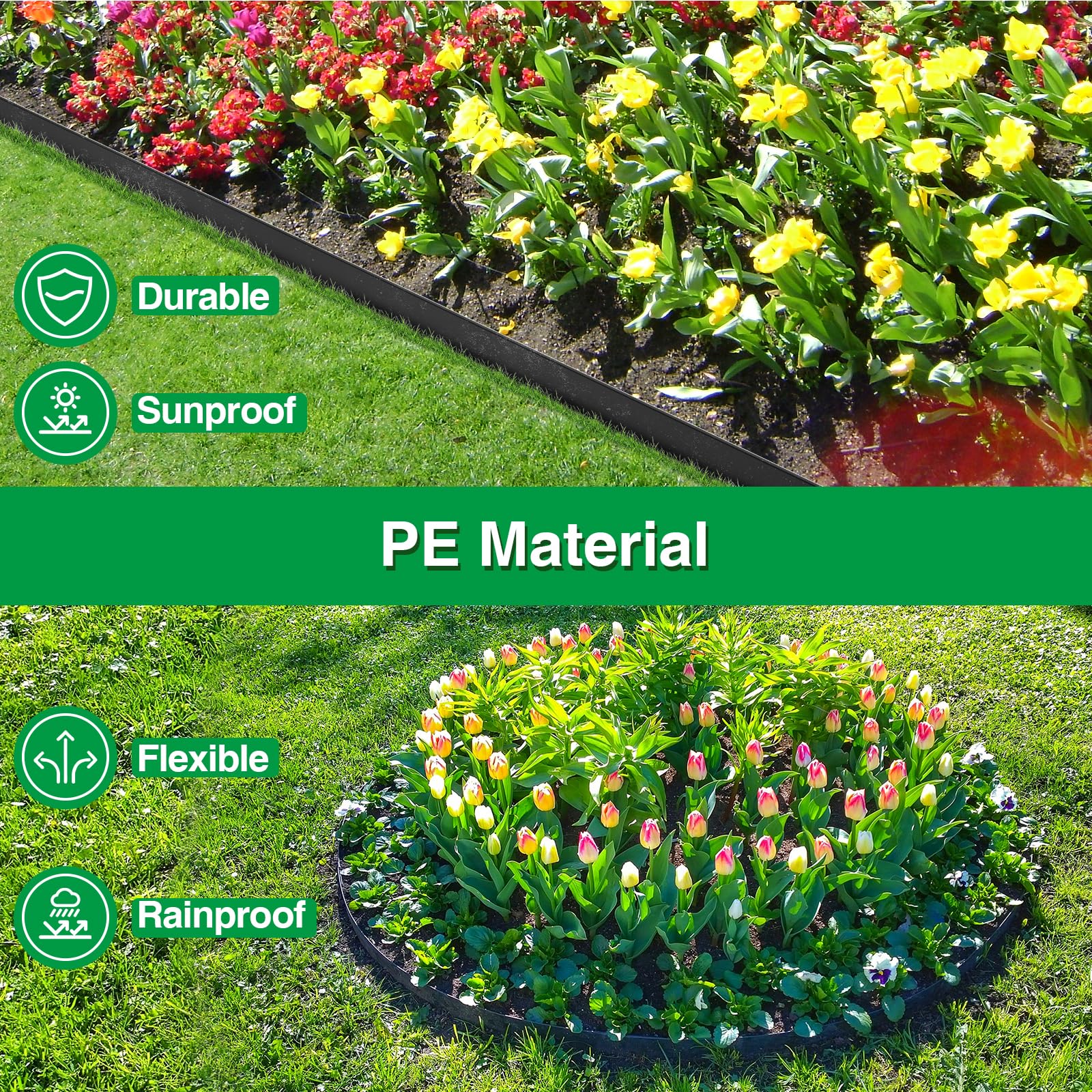 Bonviee lawn and bed border edging neatens pathways.