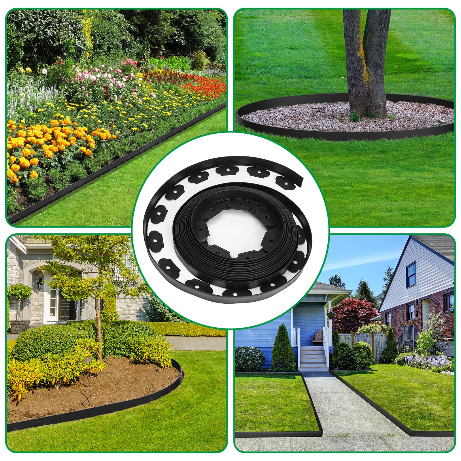 Bonviee pathway and flower bed border for clean separations.