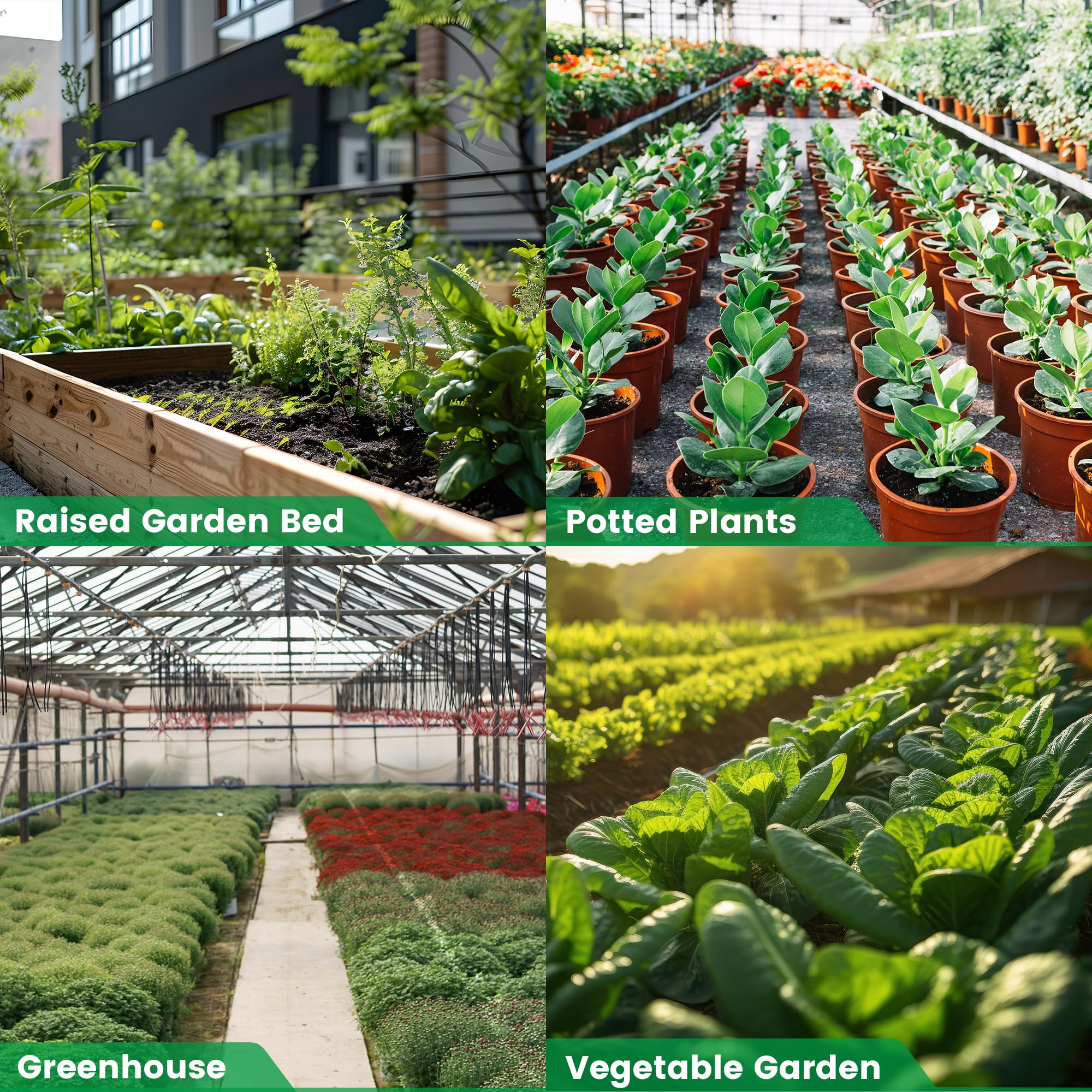 Bonviee raised-bed irrigation setup demonstrates targeted root watering in vegetable patches.
