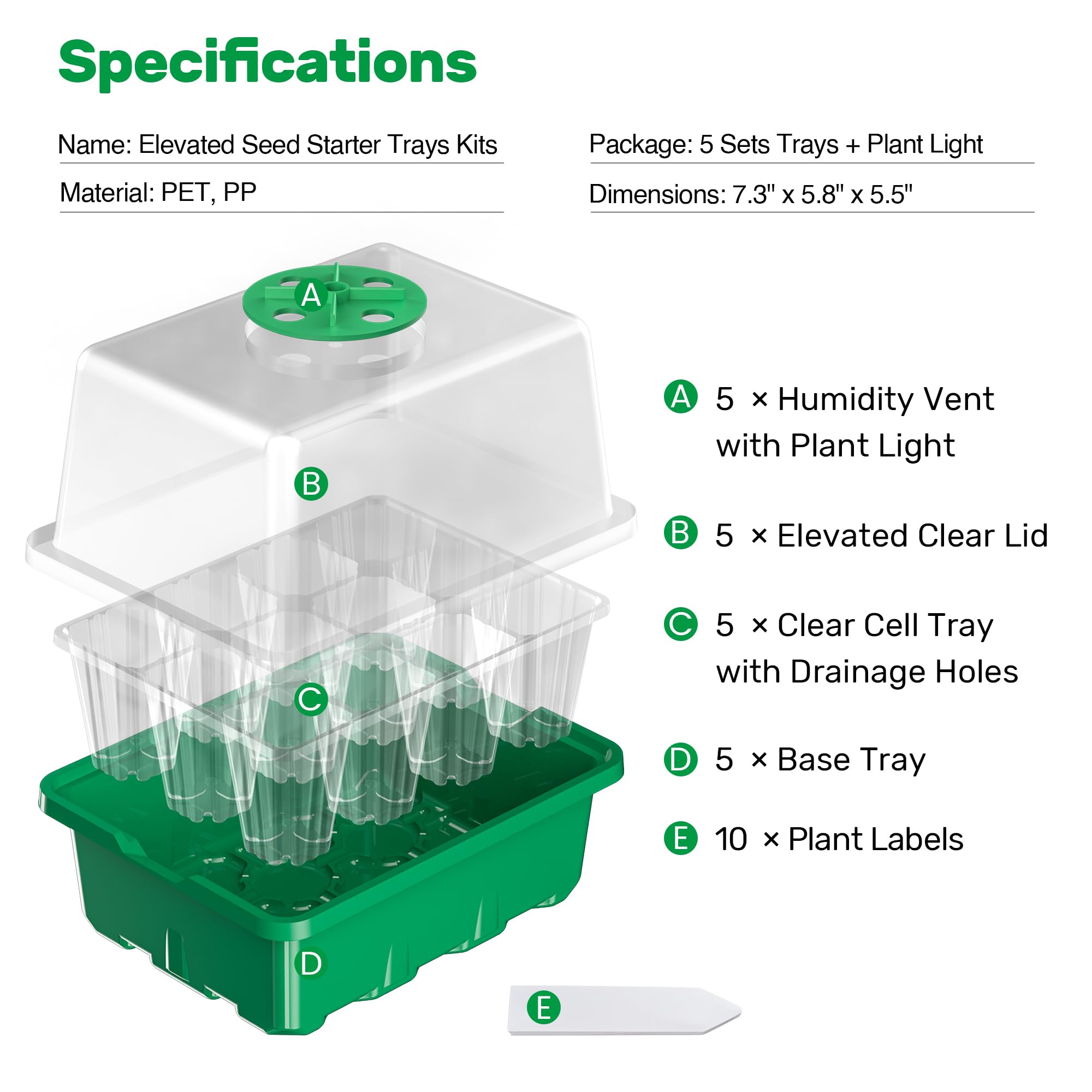 Bonviee seed starter tray see-through lid for noninvasive root observation