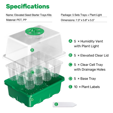 Bonviee seed starter tray see-through lid for noninvasive root observation