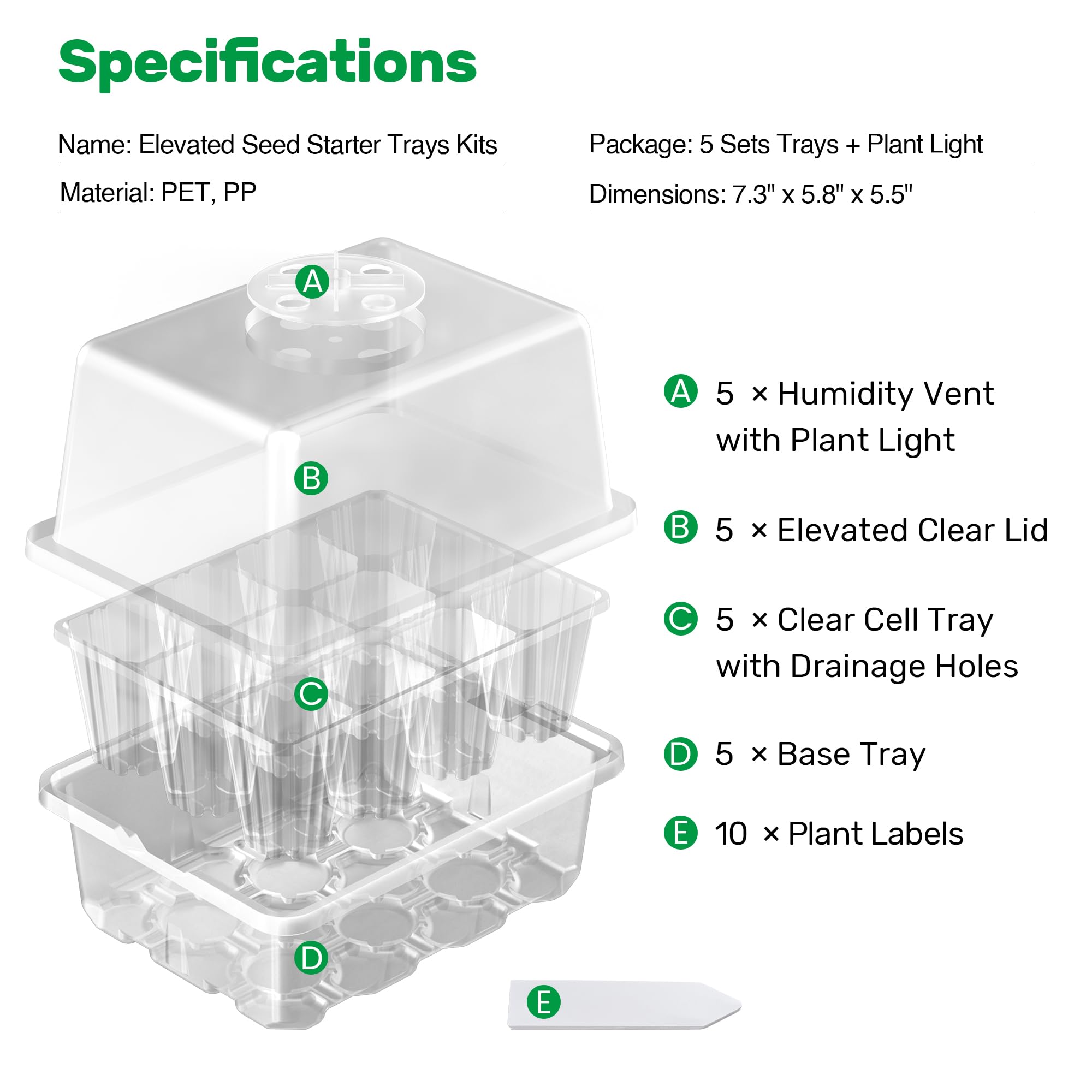 Bonviee seed starter tray with clear lid for easy root observation.