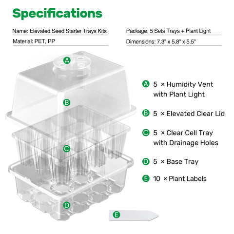 Bonviee seed starter tray with clear lid for easy root observation.