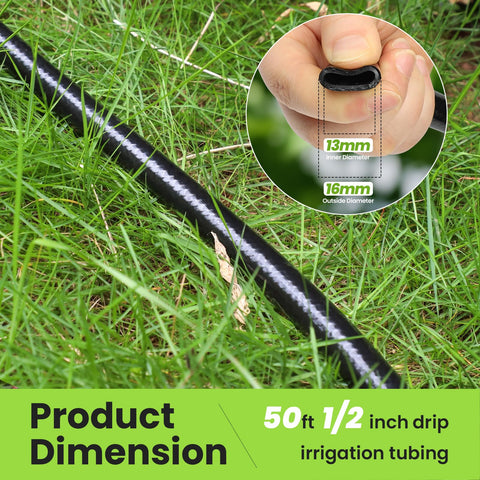 Bonviee tubing bending around garden beds for easy routing and setup.