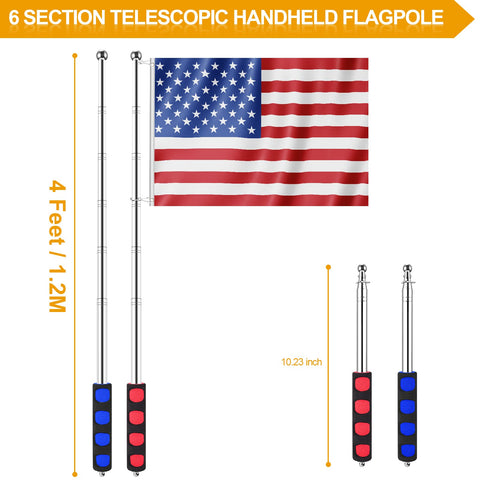 BONWIN 1.2M blue flagpole with clips, perfect for guiding tours outdoors