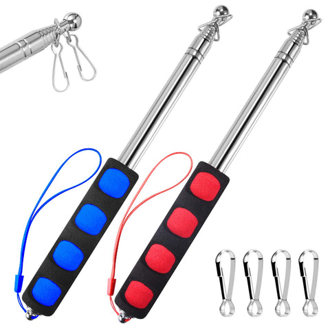 BONWIN 1.2M red flagpole with clips, ideal for quick setup outdoors