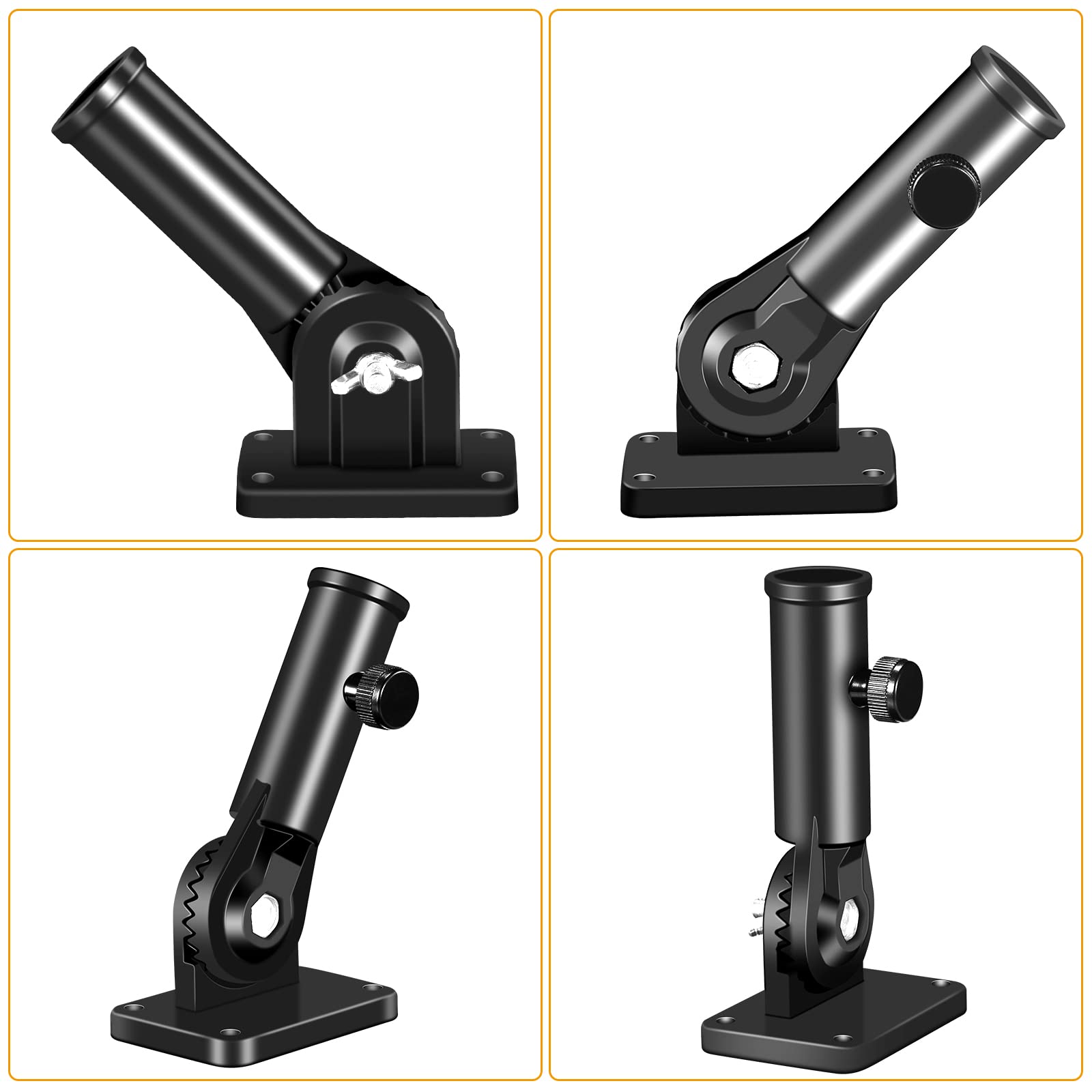 180-degree adjustable flag bracket displayed on wall for flexible angles.