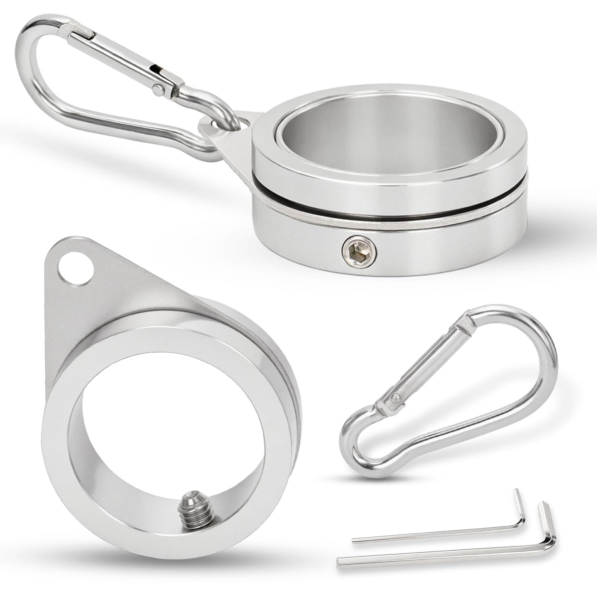 BONWIN 1inch flag pole rings assembly with adjustable fit for 0.75-1.02 in poles