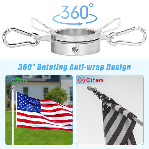 BONWIN 2-inch flag pole ring assembled demonstrates secure fit with adjustable screws for 1.6-2.0 inch poles