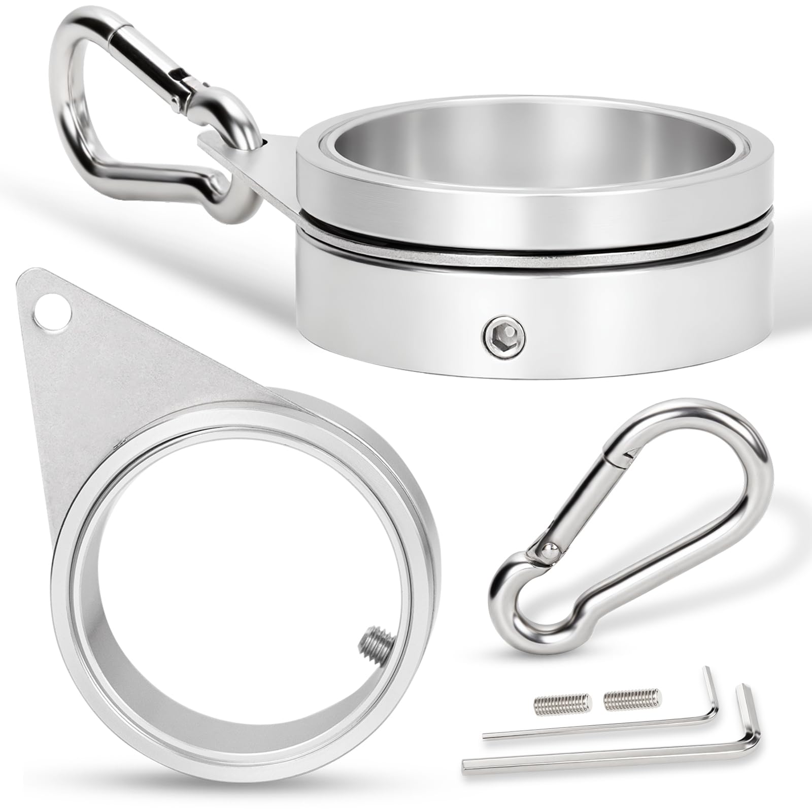 BONWIN 2-inch flag pole ring close-up shows durable aluminum and smooth swivel for easy setup