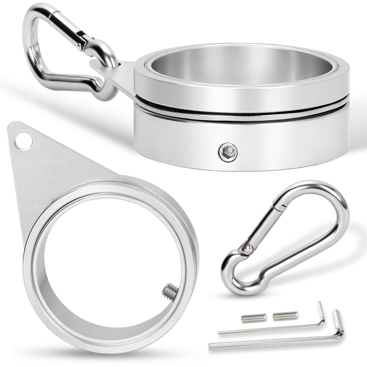 BONWIN 2-inch flag pole ring close-up shows durable aluminum and smooth swivel for easy setup