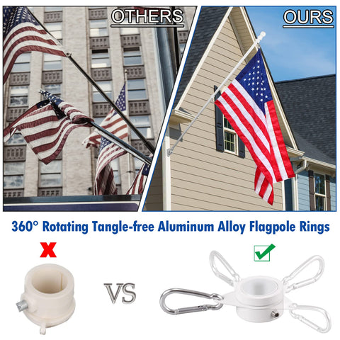BONWIN 360° anti-wrap flagpole rings keep flags fluttering smoothly.