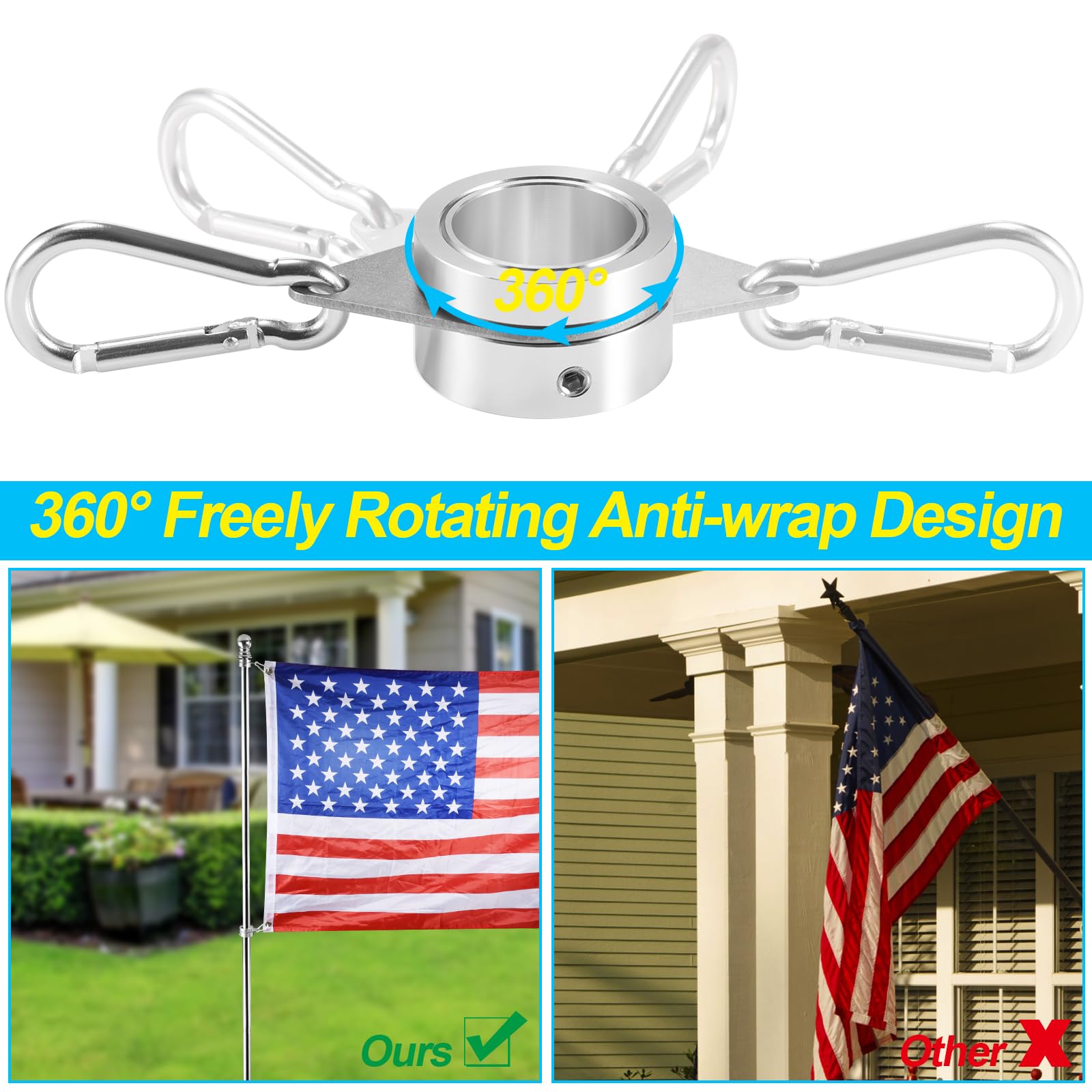BONWIN 360° rotating flag mount enabling free spins