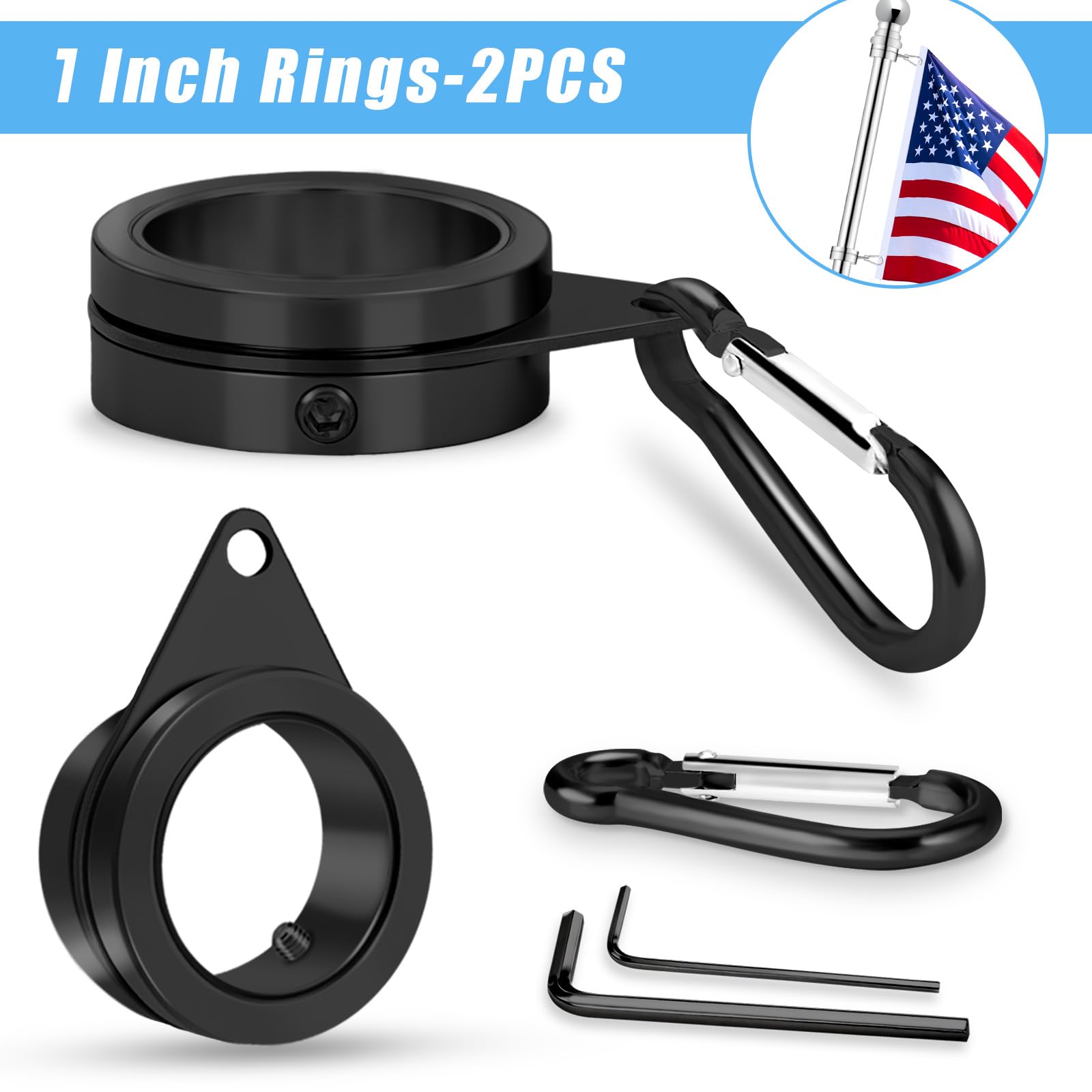 BONWIN 360 degree rotating ring shown on a flagpole for smooth motion.