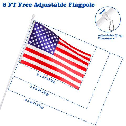 BONWIN adjustable flag length supports 3x5 and 4x6 flags